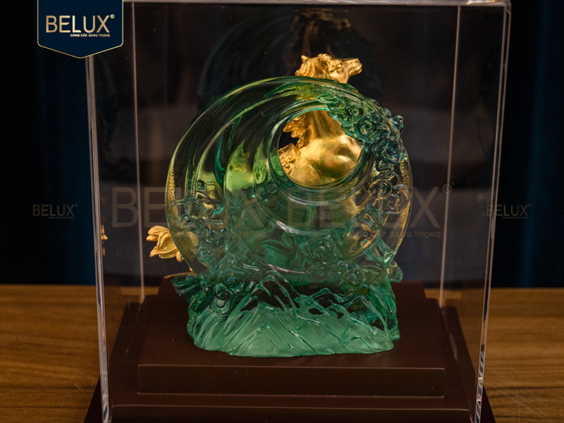 Tượng Ngựa Tuấn Mã dát vàng 24k&nbsp;18x15x12cm